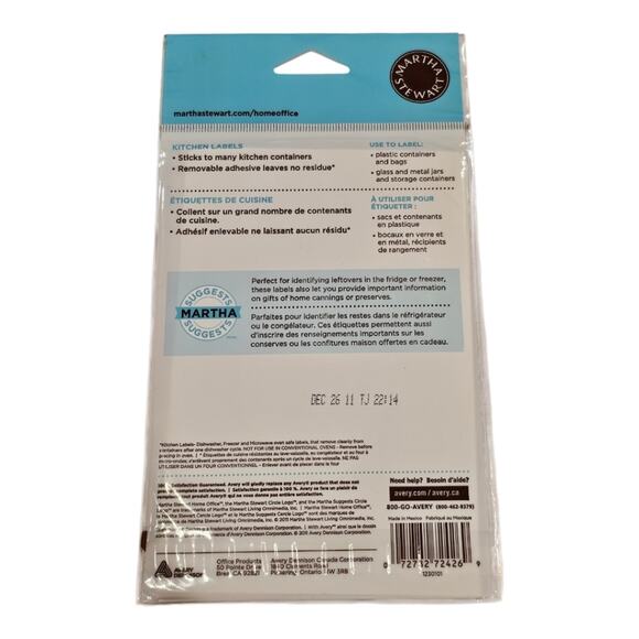 Martha Stewart Home Office 5 Packages Kitchen Labels 24 Stickers per Pack NEW - Picture 6 of 7